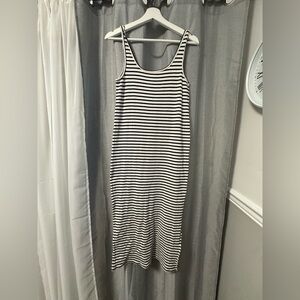 H&M Maternity Black and White Striped Maxi Tank Dress